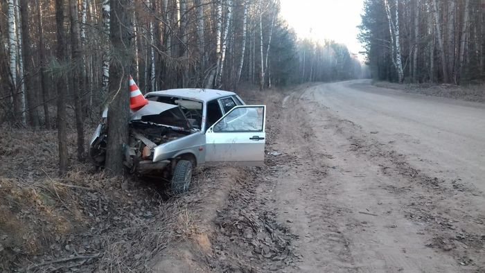 В Вятскополянском районе молодой бесправник на ВАЗ 21099 влетел в дерево