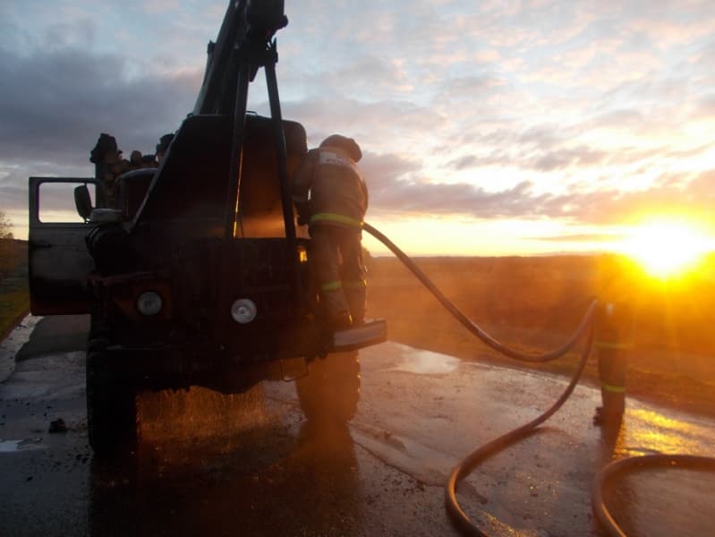 В Уржумском районе на ходу загорелся лесовоз