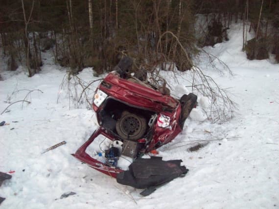 На трассе «Вятка» перевернулась «Приора». Есть пострадавшие