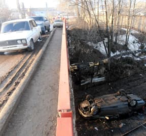 ДТП и весенние скорости. С путепровода вылетела Audi–100