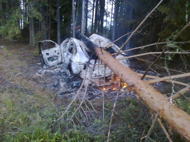 В районах области два автомобиля врезались в деревья