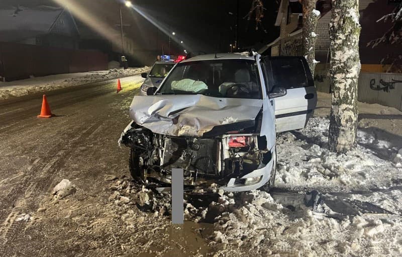 Женщина с 11-летним мальчиком на иномарке врезались в дерево в Кировской области