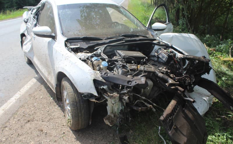 В Кировской области Volkswagen вылетел с дороги в дерево: есть пострадавшие