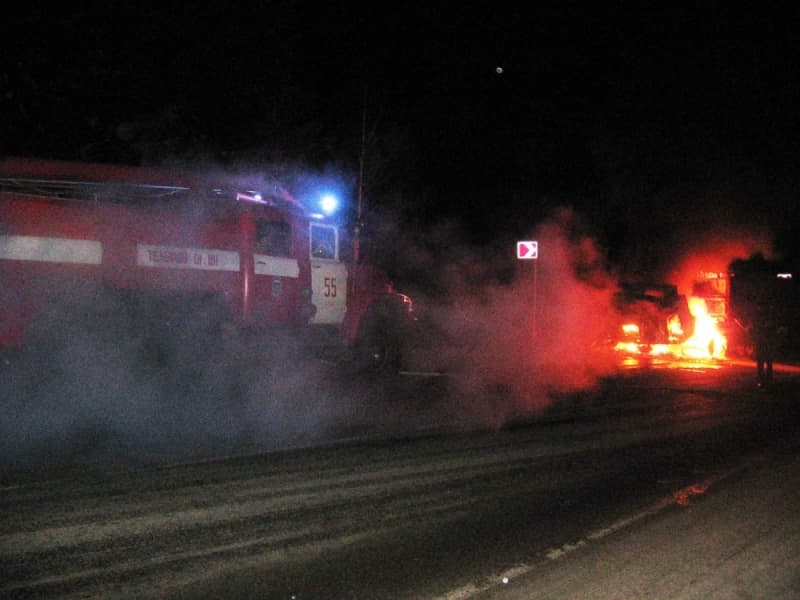 На тарссе Киров - Вятские Поляны сгорел «Камаз»