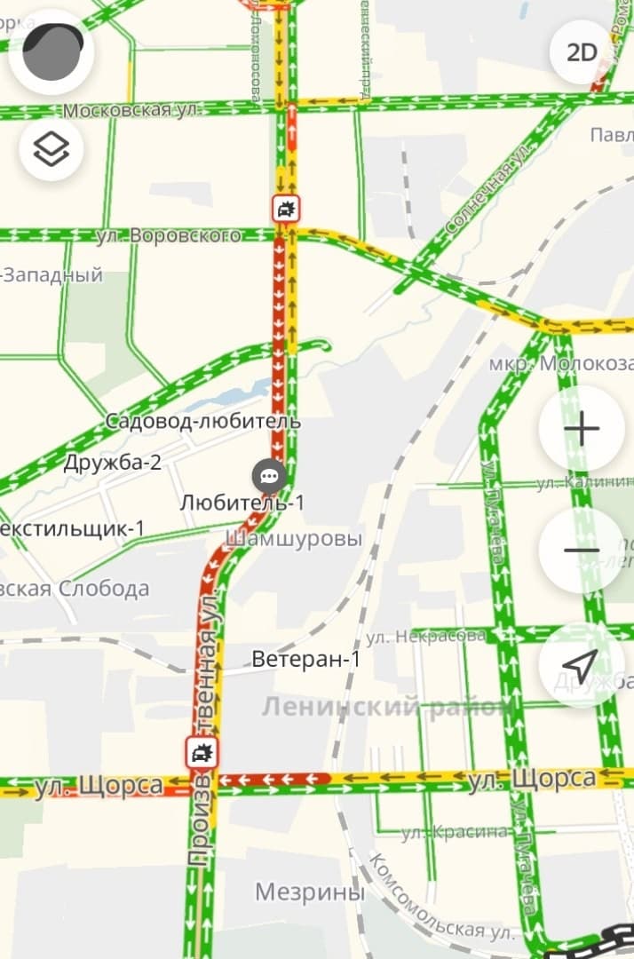 Пробка длиной в несколько километров ждет вас на Производственной