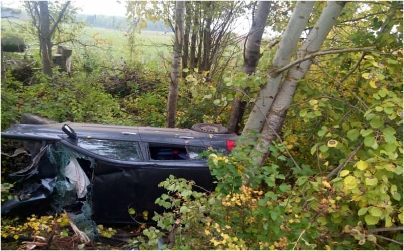 В Кирово-Чепецком районе Renault перевернулся в кювете