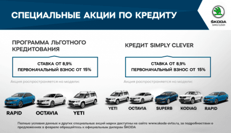 Специальные предложения для клиентов ŠKODA в феврале