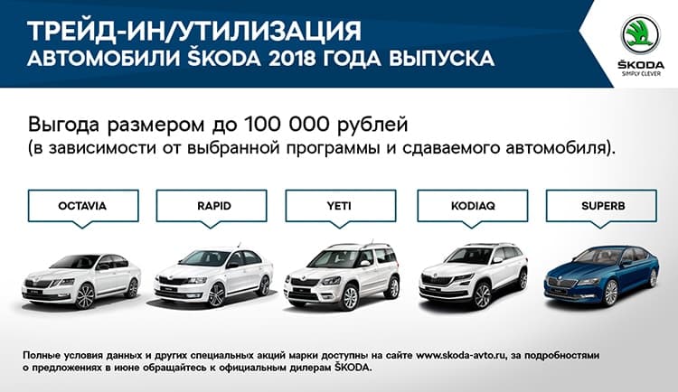 Выгодные предложения для клиентов ŠKODA в июне