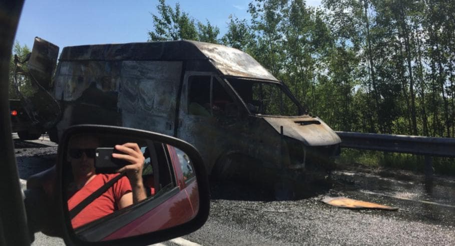 В Кировской области во время движения сгорела «Газель»