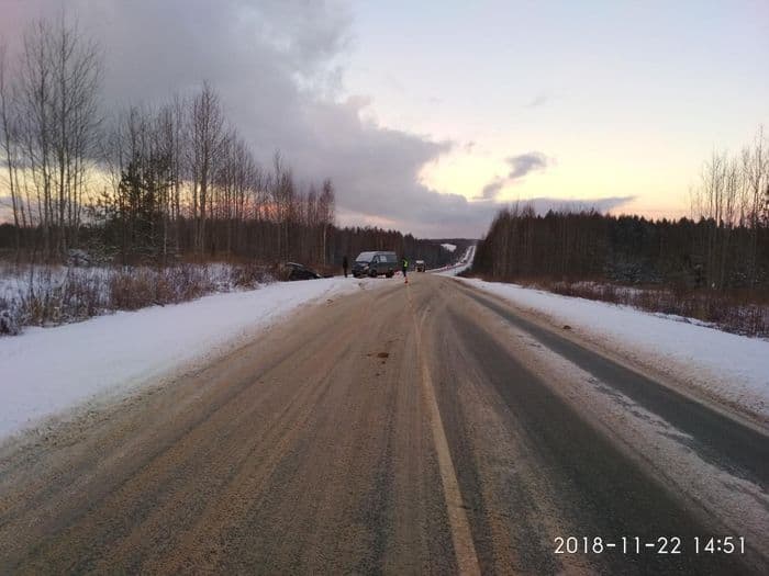В Юрьянском районе женщина на “Митсубиши” вылетела в кювет от лобового столкновения