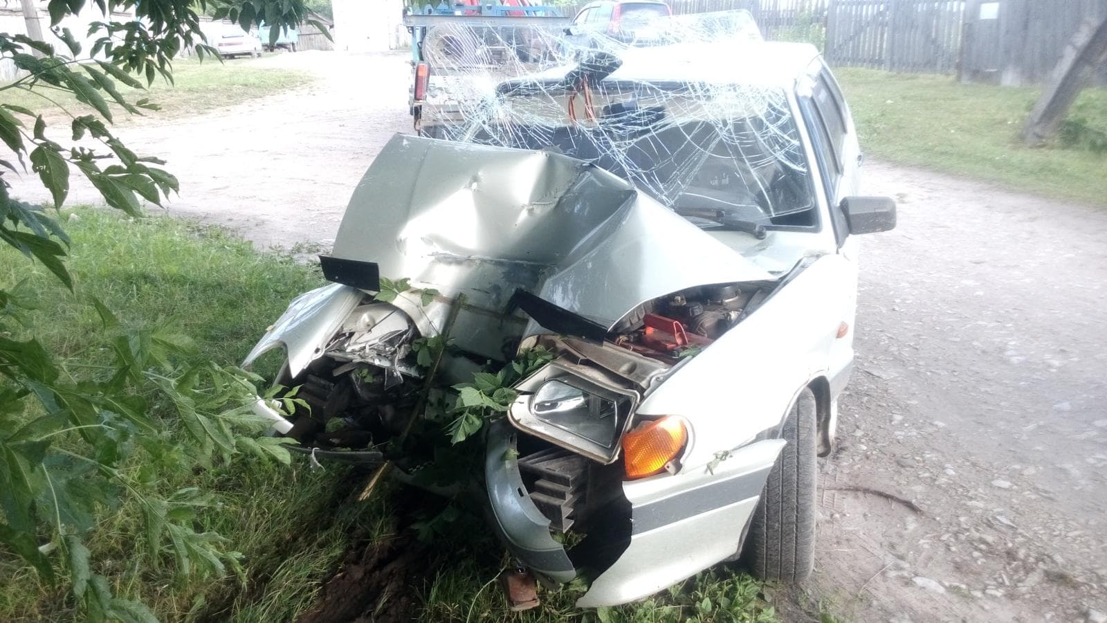 Водитель разбил машину о дерево и сбежал