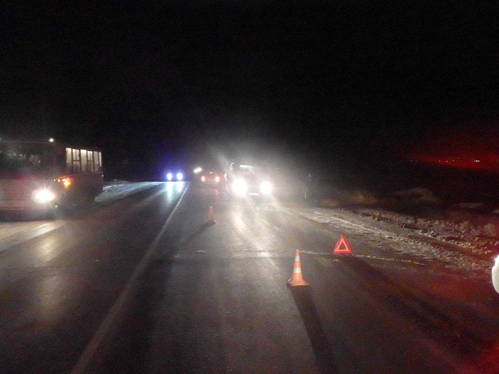 Мужчина переходил вечернюю трассу и устроил ДТП
