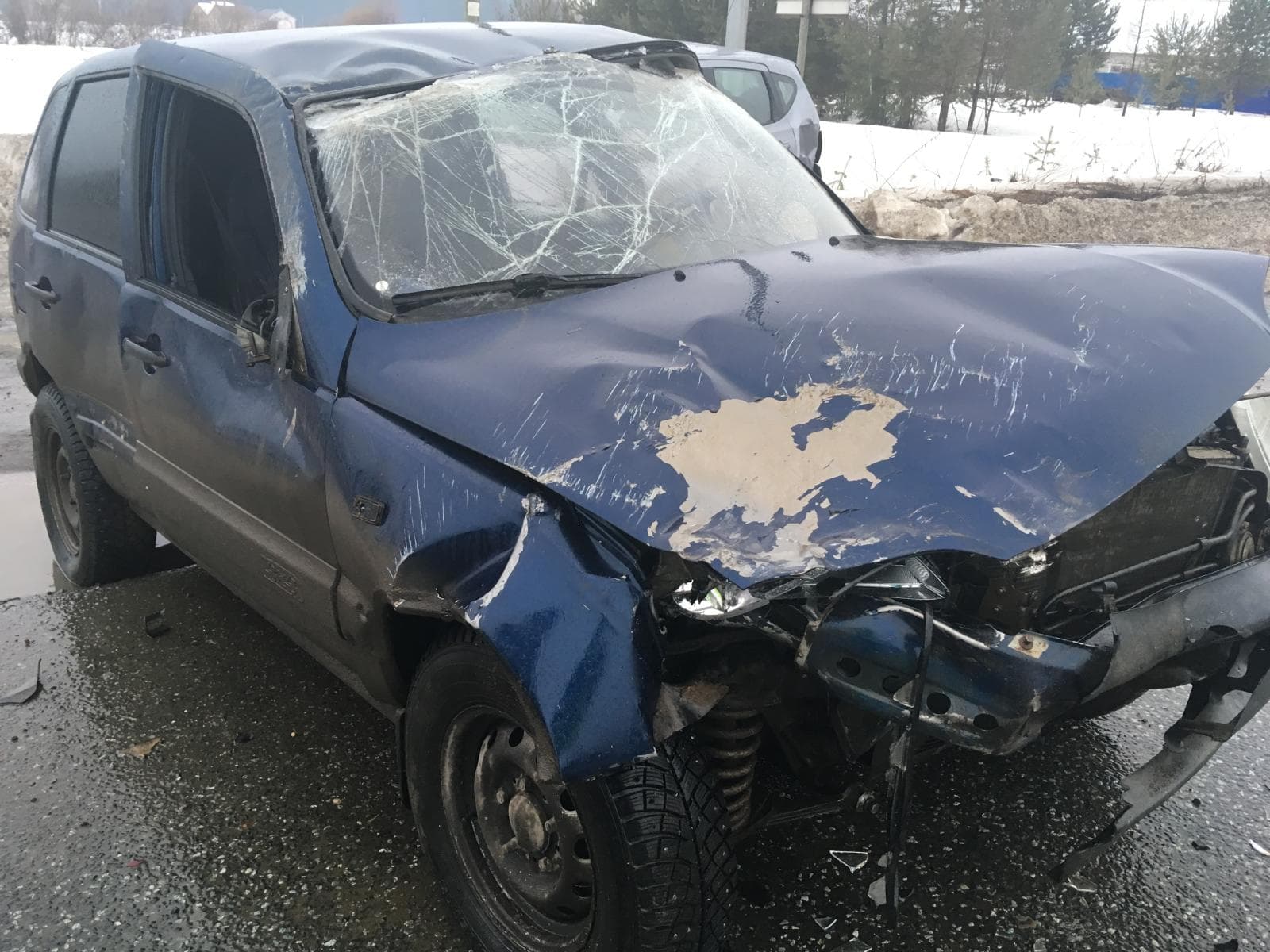 В Трушково Niva врезалась в поворачивающий Nissan