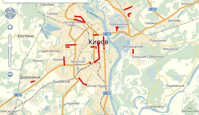 В Кирове появилась интерактивная карта ремонта дорог