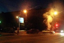 Ночное ДТП на перекрестке Горького-Воровского: одна из машин загорелась