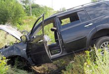 «Мицубиси» вылетел в кювет и загорелся 