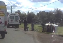 ДТП в Корчемкино: УАЗ врезался в опору ЛЭП и перевернулся на крышу