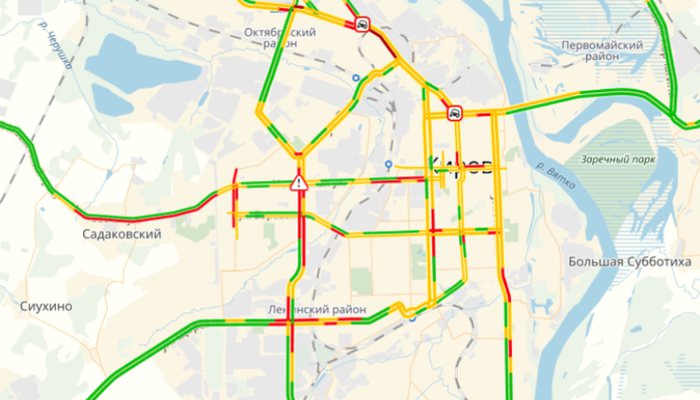 Пробки в кирове сейчас показать на карте