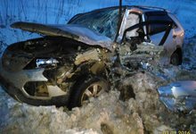 В Юрьянском районе КамАЗ вылетел на «встречку» и врезался в Киа