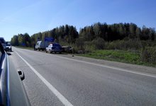 На трассе «девятка» улетела в кювет